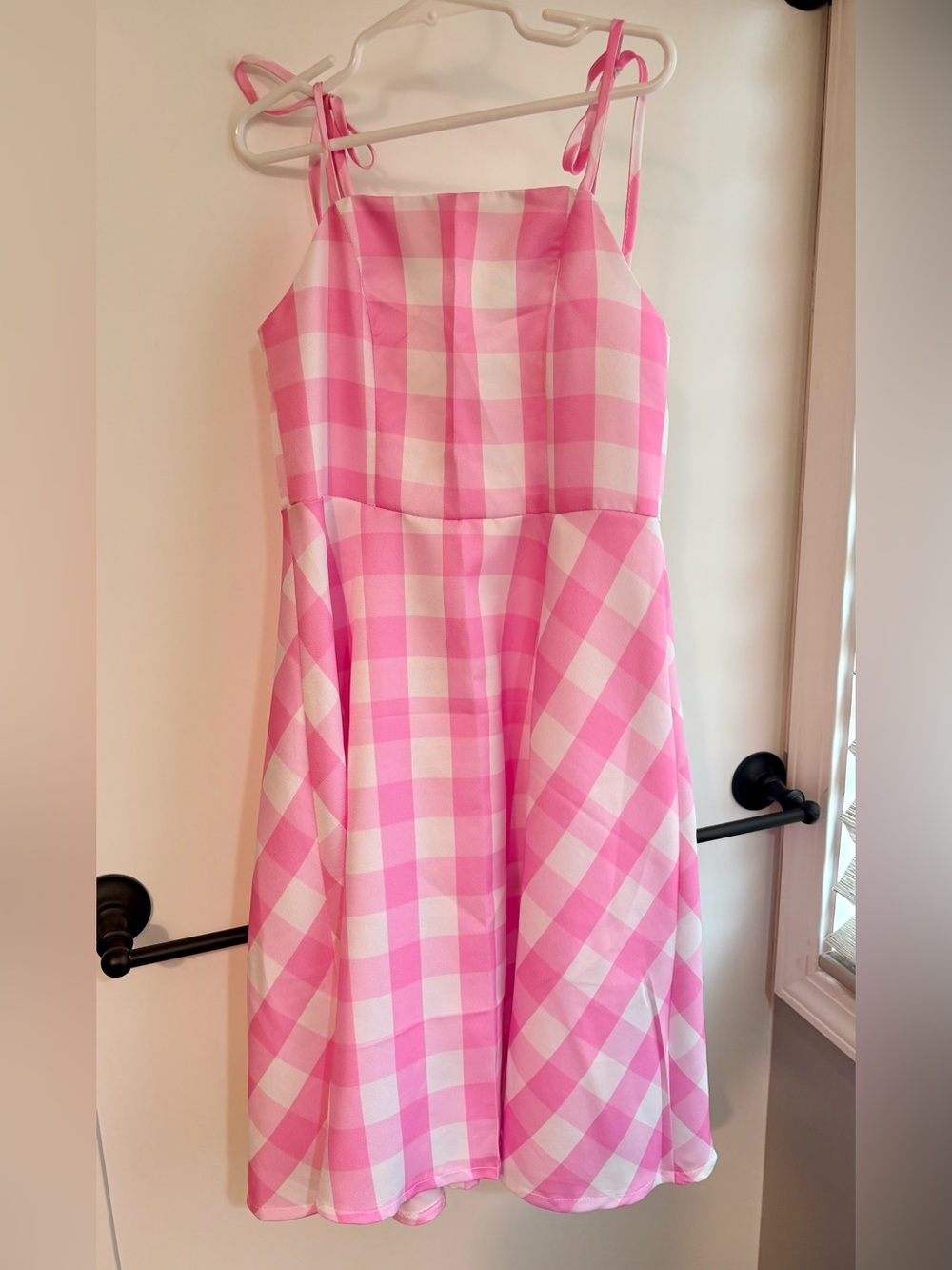 Pink & White Gingham Midi Dress/Barbie Movie Dress size 8 girls